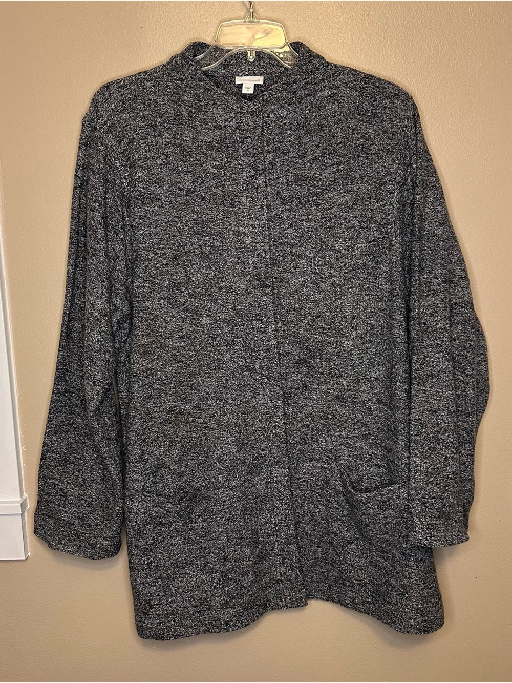 Pure J Jill Women's Charcoal Grey Wool Blend Snap Closure Sweater Coat